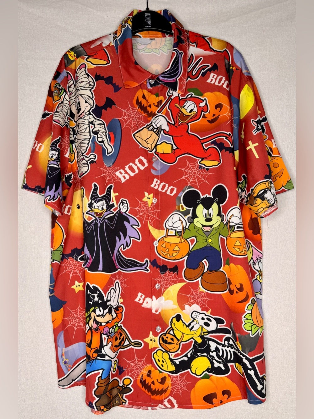 Source Unknown Red Halloween Disney Cartoon Character Button-Down Shirt